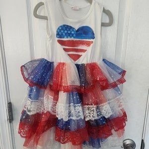 Mia Belle 4th of July Tutu Dress with Heart 2/3 NWOT